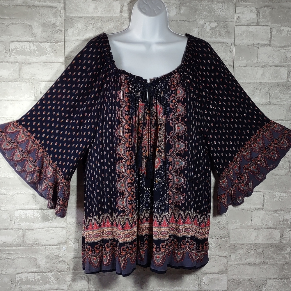 Bila Paisley Print Peasant Top